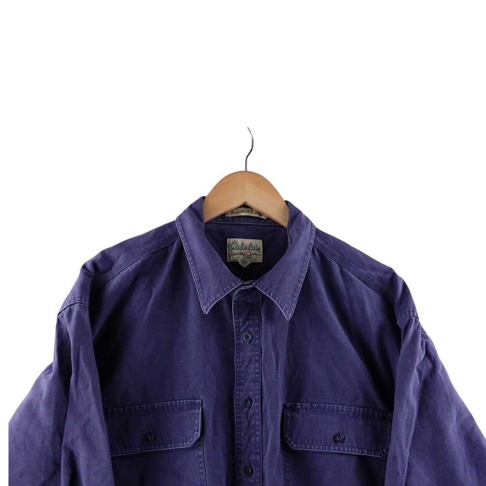 Cabelas Legendary Quality Mens XL Tall Blue Long Sleeve Button Up Work Shirt